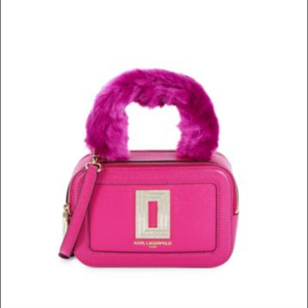 NWT Karl Lagerfeld Paris Simone faux fur trim crossbody bag